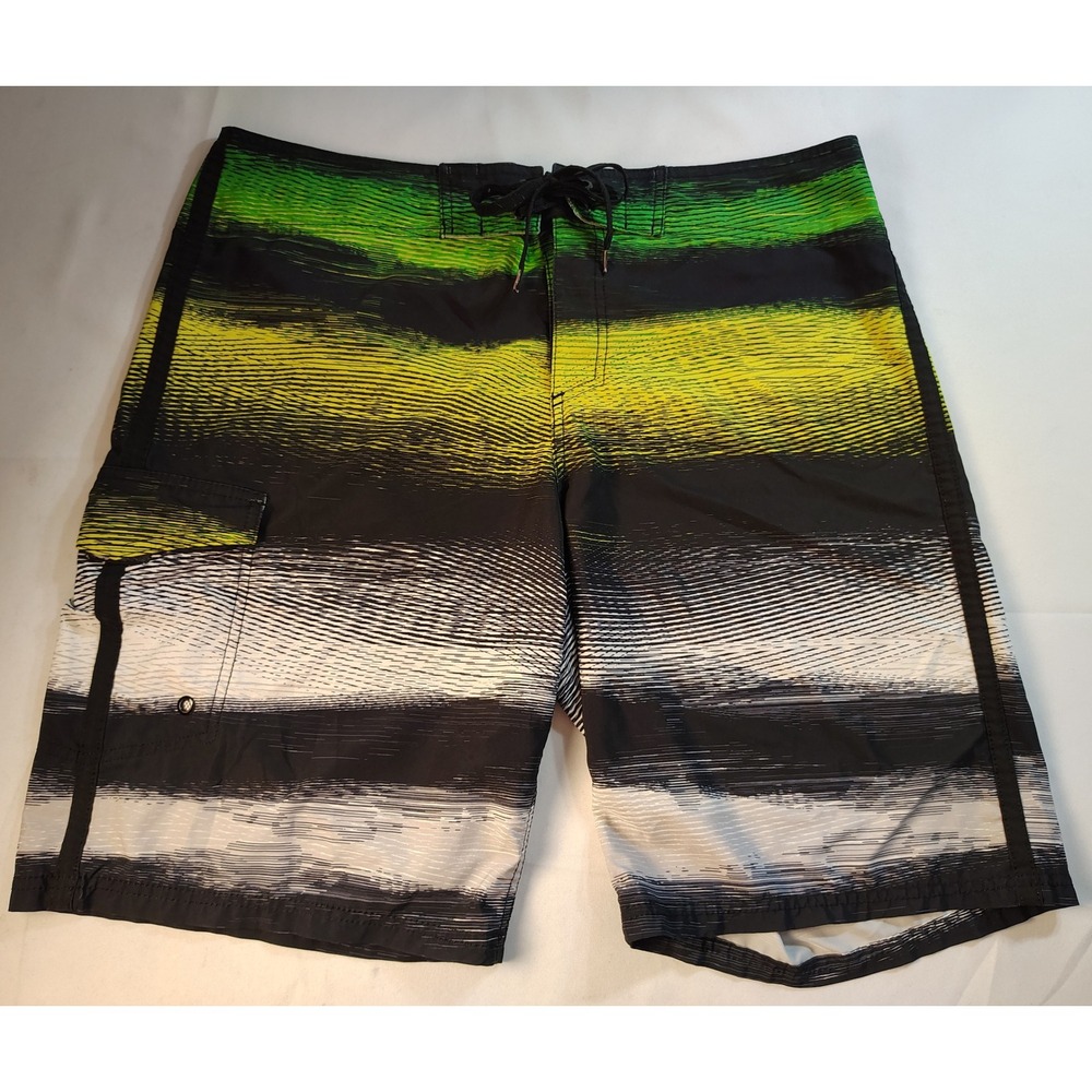 Mossimo Supply Co Surf Board Shorts Mens Striped Y2K Retro Beach Swim Trunks 38